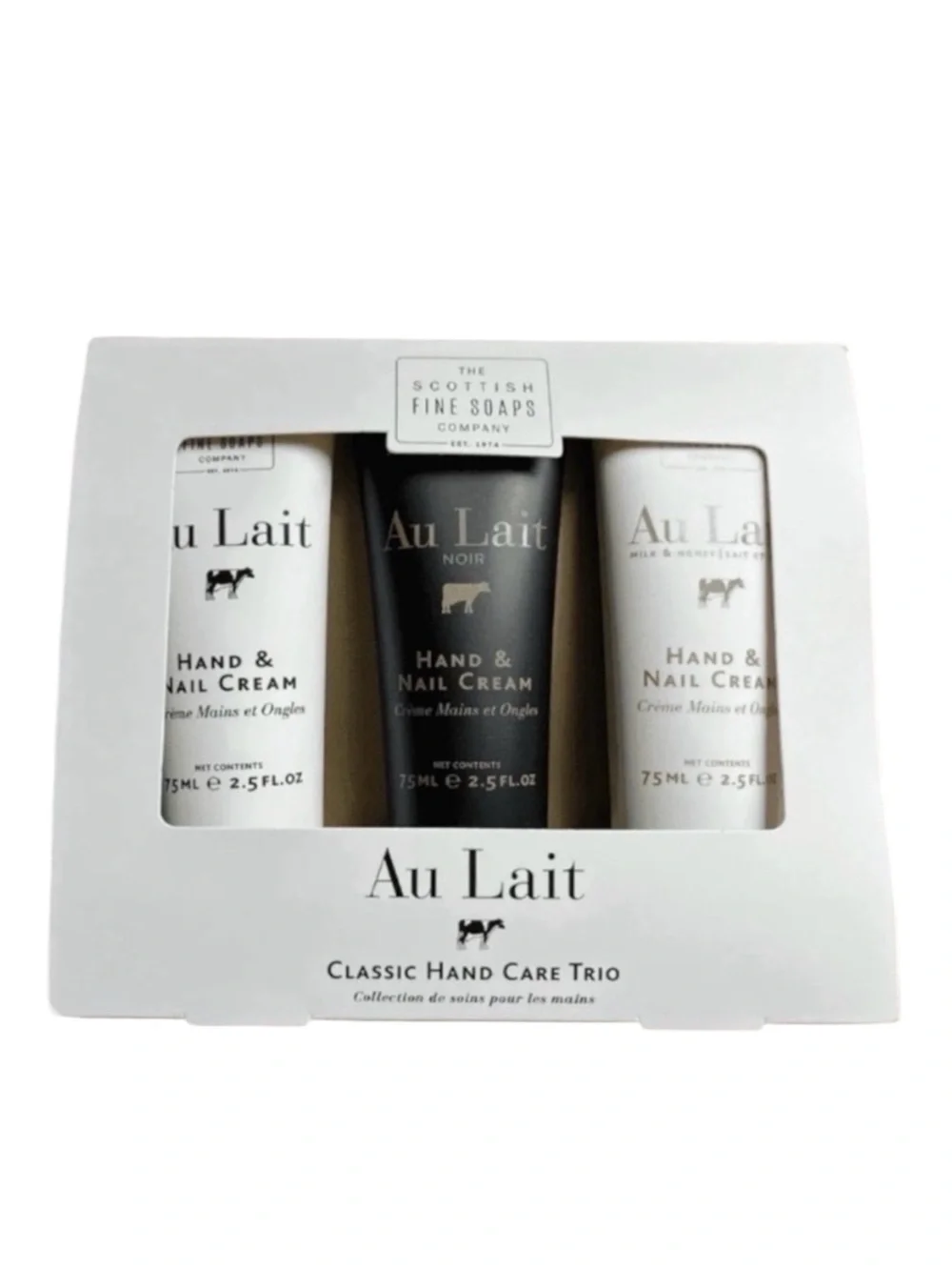 The Scottish Fine Soap Co. Au Lait Hand Care Trio Travel Nail Cream Gift Set NEW